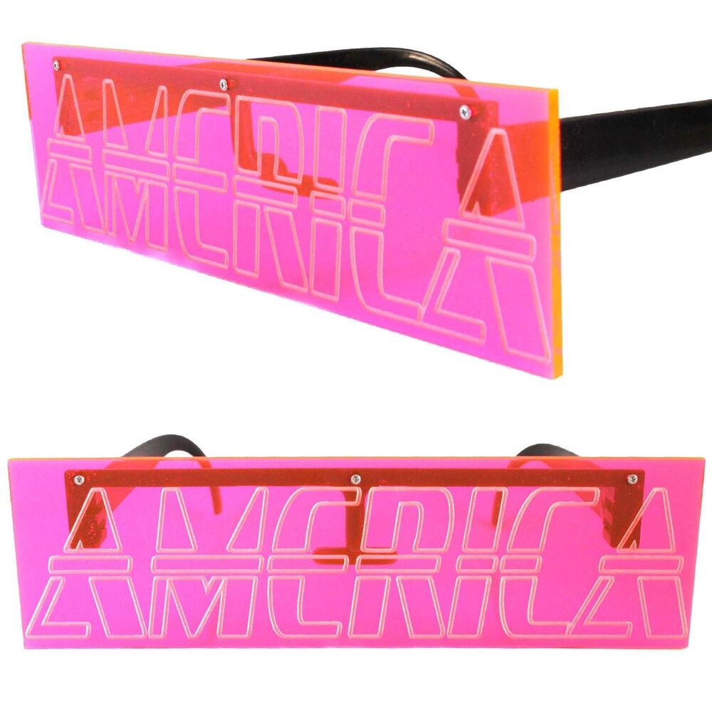 America Engraved Party Rave Festival Costume Futuristic Novelty Pink Sunglasses